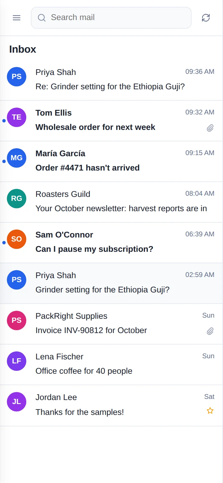 The inbox on a phone.